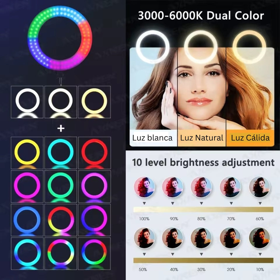 ARO LED 30 CM RGB + TRÍPODE